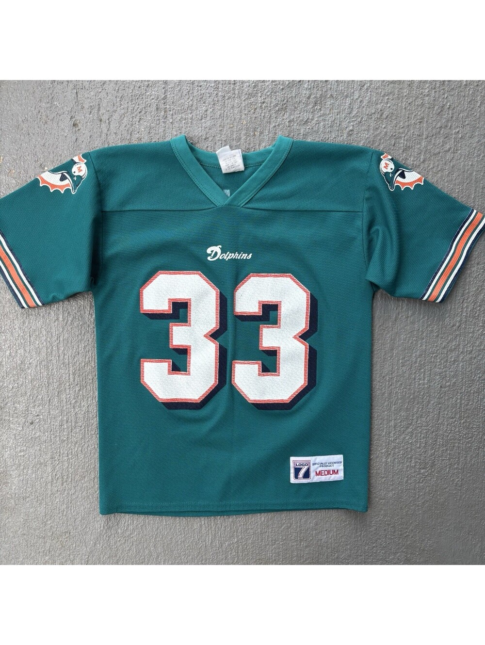 Vintage 90s Miami Dolphins Karim Abdul-Jabbar #33 Logo 7 Jersey YOUTH Medium